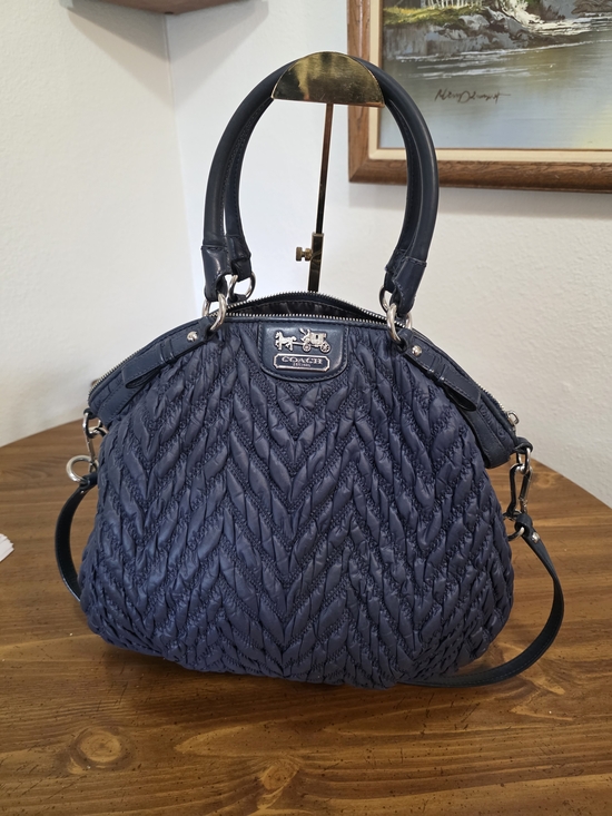 Coach Handbags - Coach 70th Anniversary  Quilted Navy Satchel with Top Handles